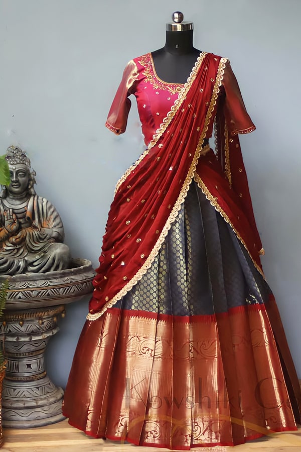 Traditional Kerala Style Half Saree Online Shopping in 2023 | Half saree  designs, Half saree, Fashion