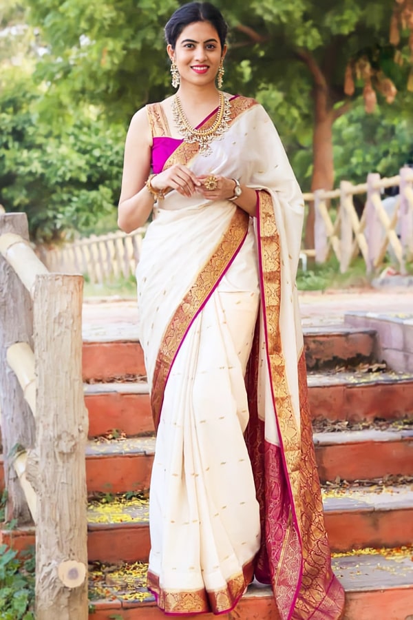 Saraswati puja saree look Collection 2021
