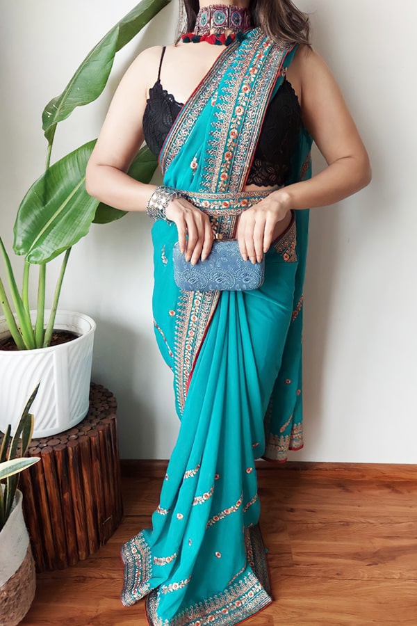 Saree with Belt online shopping