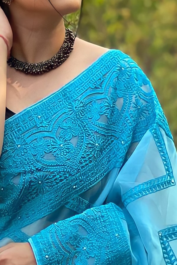 Trending saree design 2021 blue