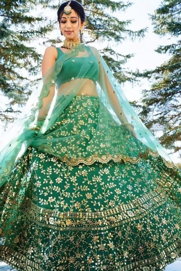 Dulhan Green Lehenga Choli For Wedding
