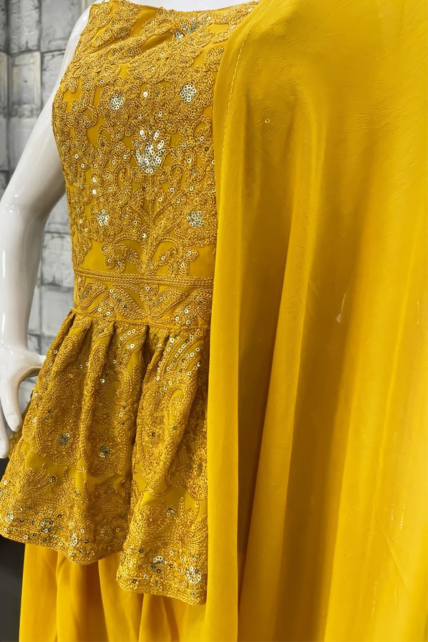 Georgette-Fabric-Yellow-Color-Dress