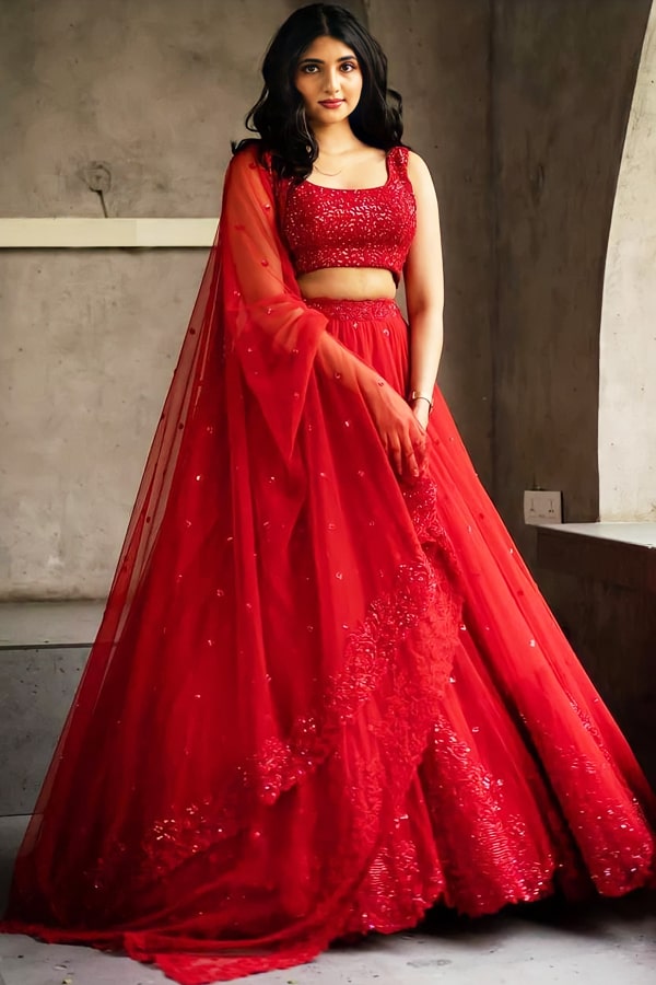 Red Party Wear Lehenga for Wedding Function 2022