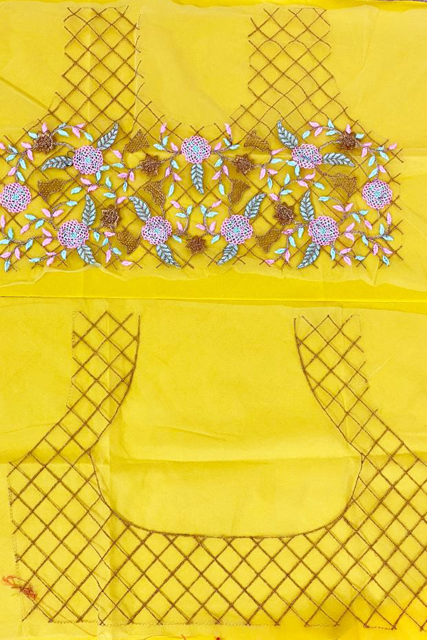 Yellow Blouse With Embroidery And Zari Work