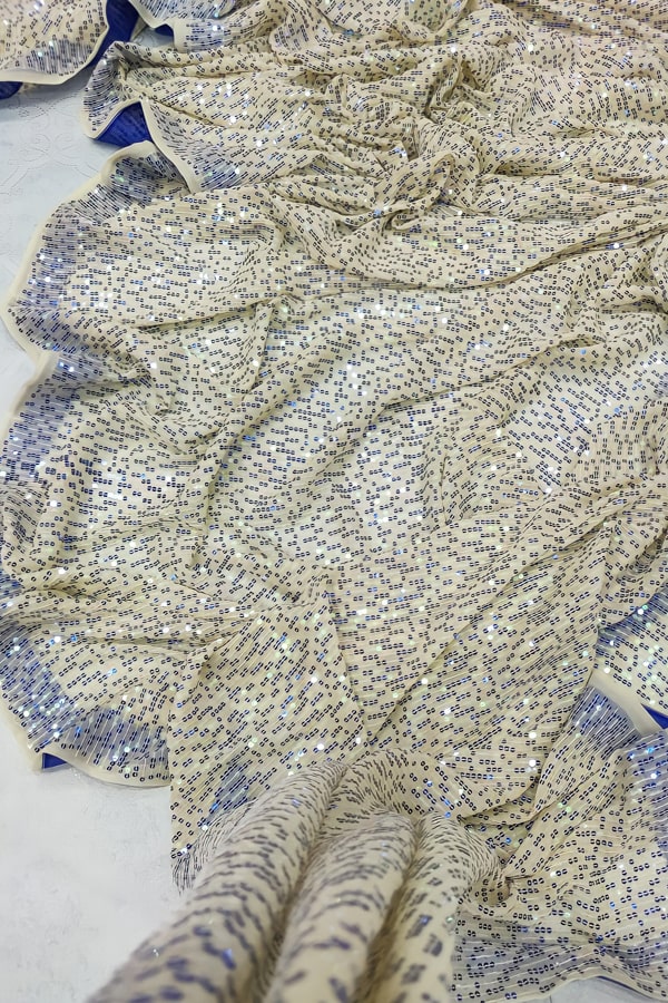 Blue Color Sequin Saree In Georgette Fabric