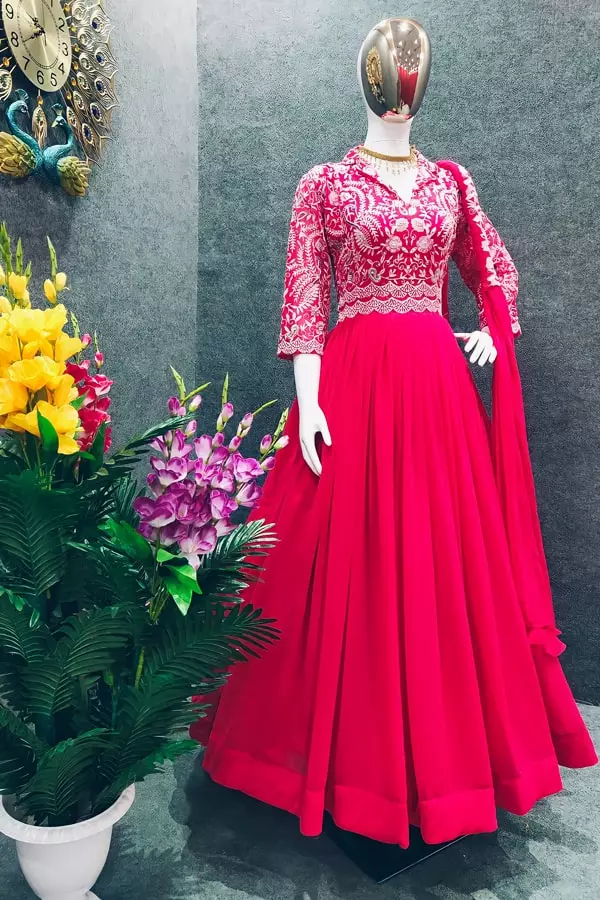 Pink Color Georgette Gown ForWedding 1 Anaya Designer Studio | Sarees, Gowns and Lehenga Choli