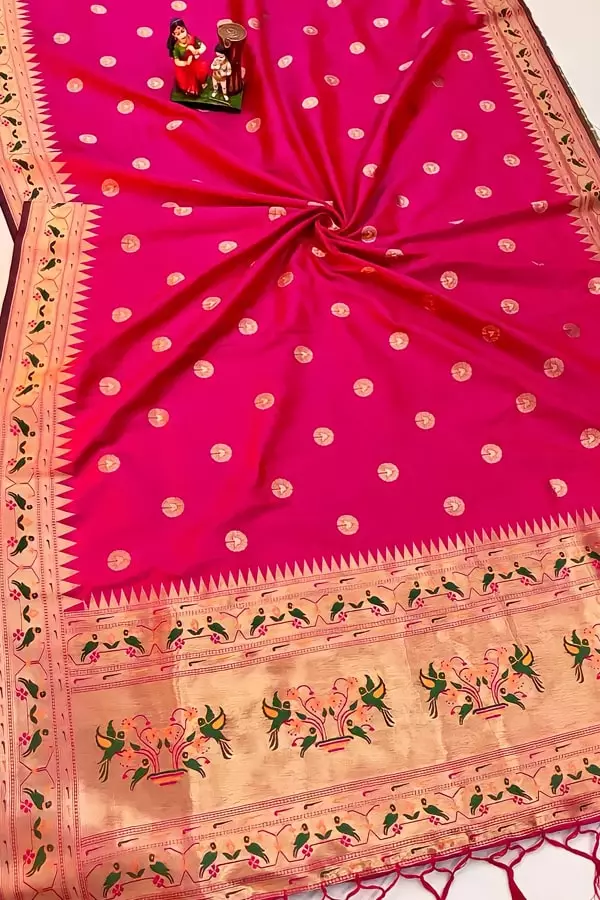 Pink wedding paithani saree