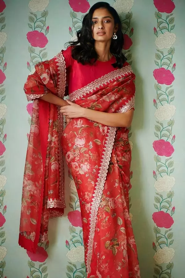 Red designer sarees by Sabyasachi