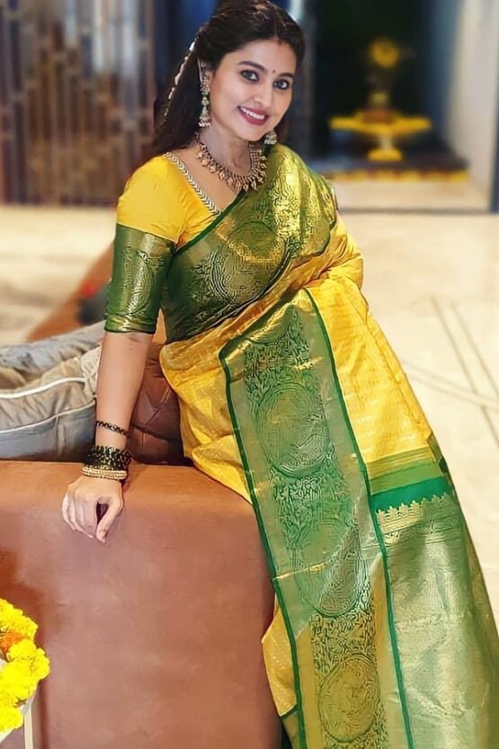 Yellow Banarasi Saree For Wedding