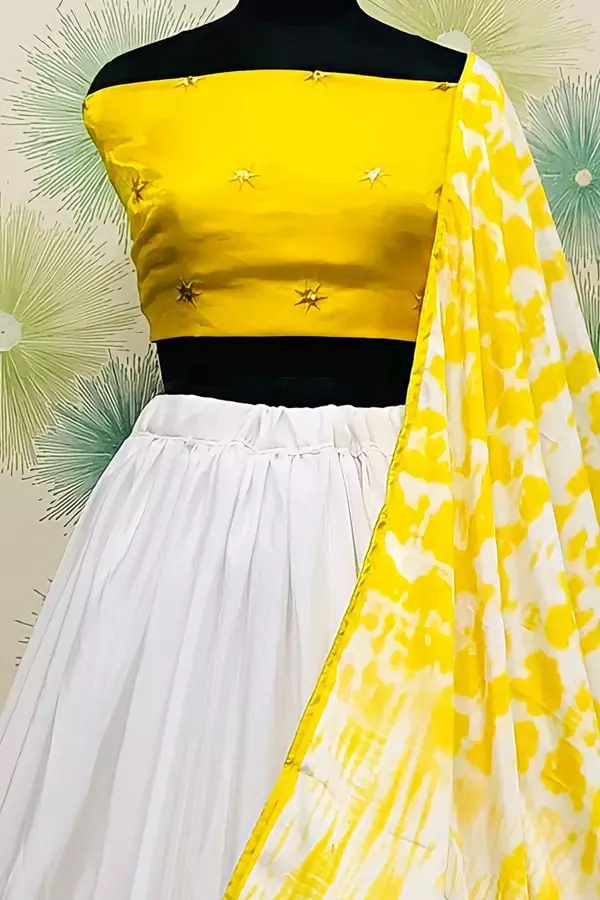 Yellow Color Crop Top Blouse For Wedding