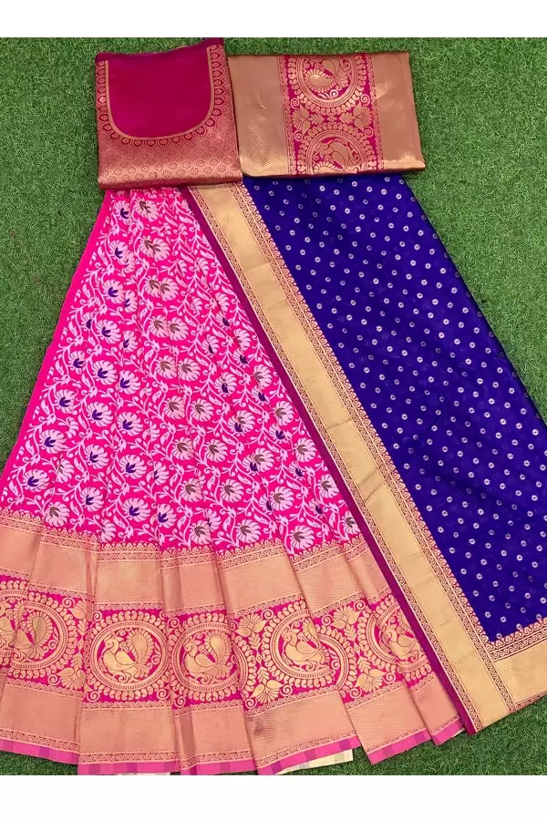 half and half sarees kanchipuram silk