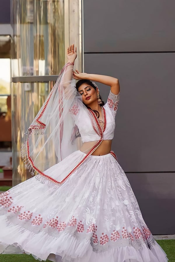 RE White Colored Georgette Designer Lehenga Choli Latest Lehengas New In  Indian | idusem.idu.edu.tr