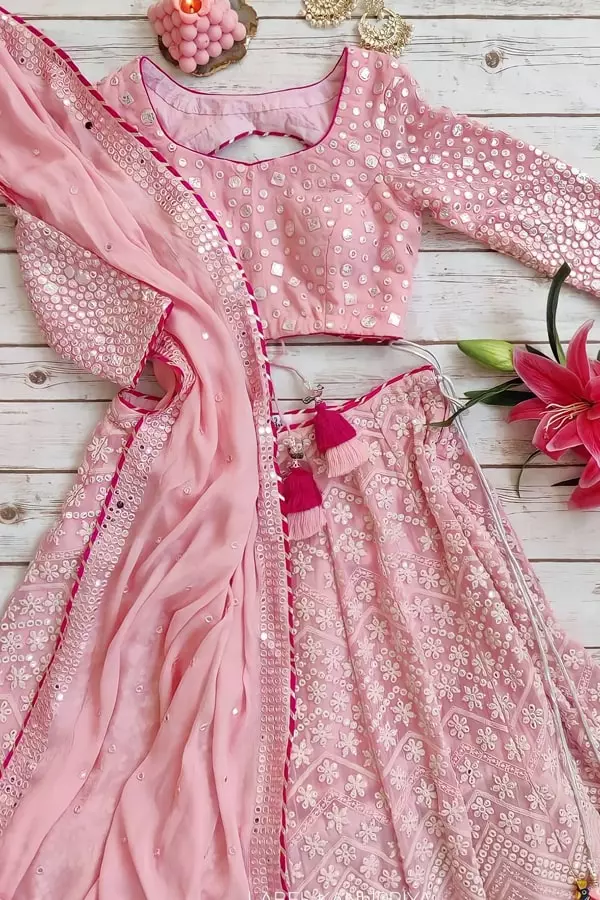 Baby Pink Trendy Lehenga Blouse Designs 2022