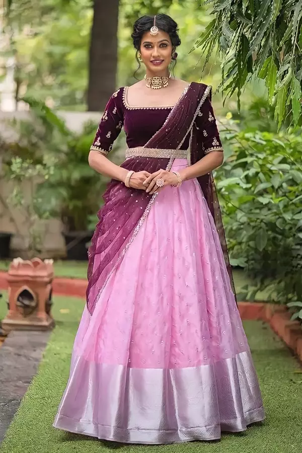 Mugdha's Trendy Half Sarees - Saree Blouse Patterns-sgquangbinhtourist.com.vn