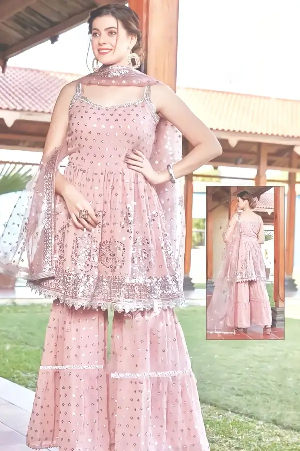 New) Latest Sharara Suit With Short Kurti For Wedding 2022