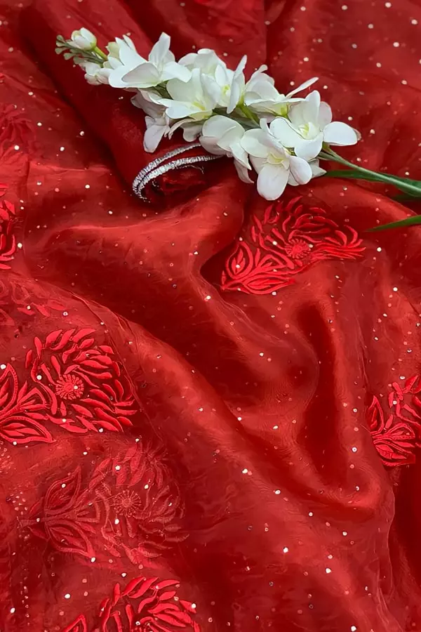 Valentine Day Special Trending Red saree