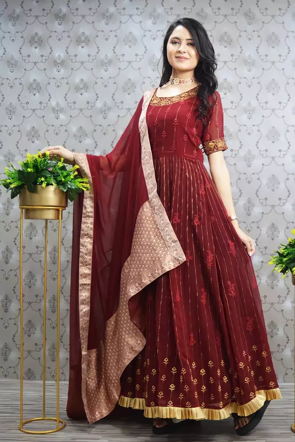 maroon gown for engagement