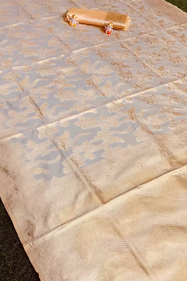 silk saree cream color for wedding