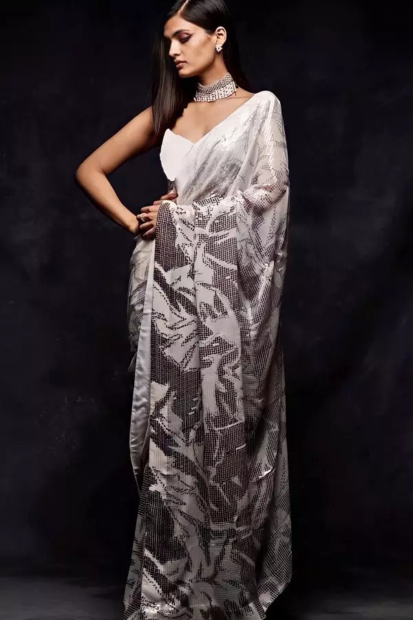 Designer Dual Sequin Saree For Wedding