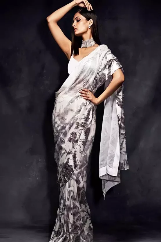 Designer Sequin Saree For Wedding Reception