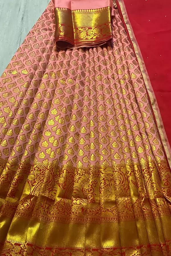 Kanjivaram Pure Zari Weaving Half Saree For Wedding