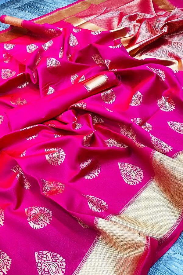 Pink Banarasi Saree For South Indian Wedding