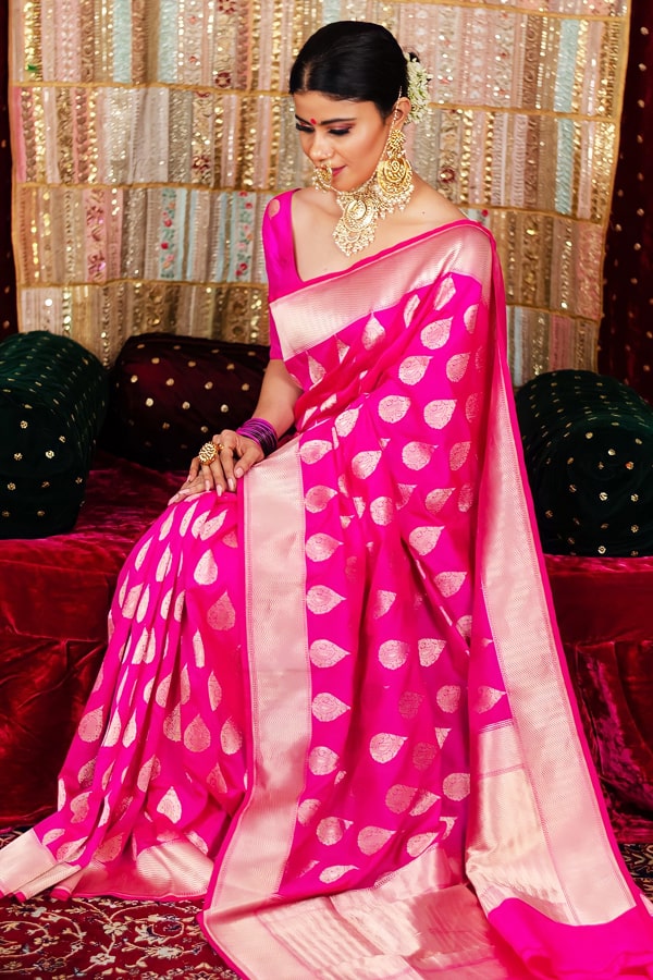 Pure Banarasi Silk With Zari Work Saree
