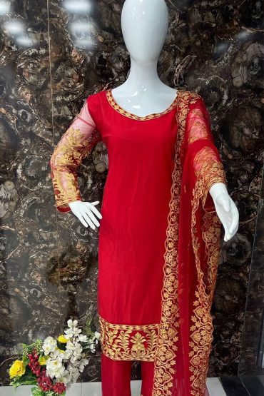 Red Color Sharara Suit With Dupatta