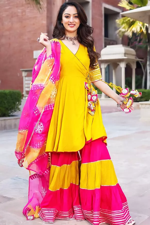 Yellow Sharara Suit For Wedding Party
