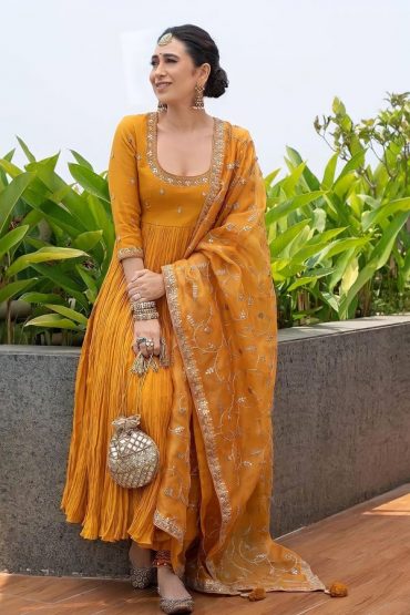 Bollywood Actress Karishma Kapoor Party Wear Long Gown Design