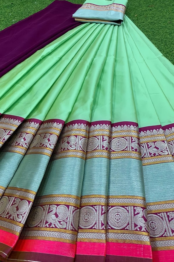 Half Saree With Kanjivaram Silk Fabric