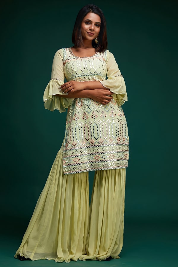 Latest Designer Sharara Suit With Short Kurti 2022