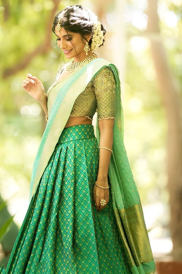 Modern kasavu trendy half saree designs