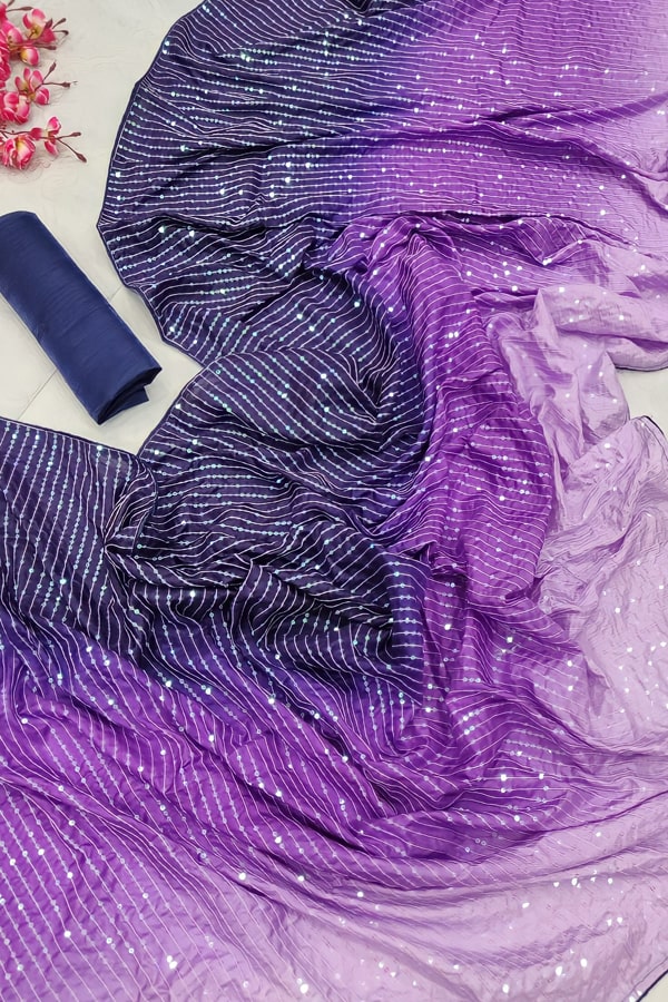 Purple Sequin Saree Design