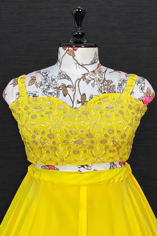 Yellow Embroidered Lehenga With Blouse