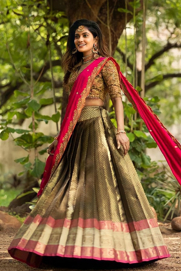 new model pattu half sarees for women