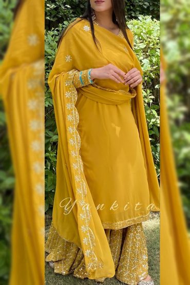Yankita Kapoor Full Flair Yellow Sharara Suit For Wedding