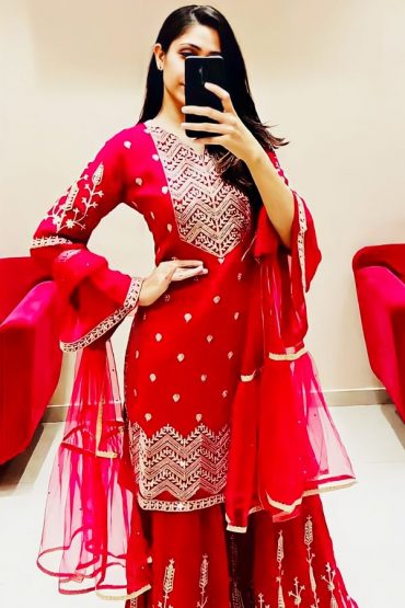 Traditional Punjabi Sharara Suit For Festival