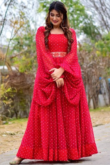 Party Wear Anarkali Gown For Karwa Chauth
