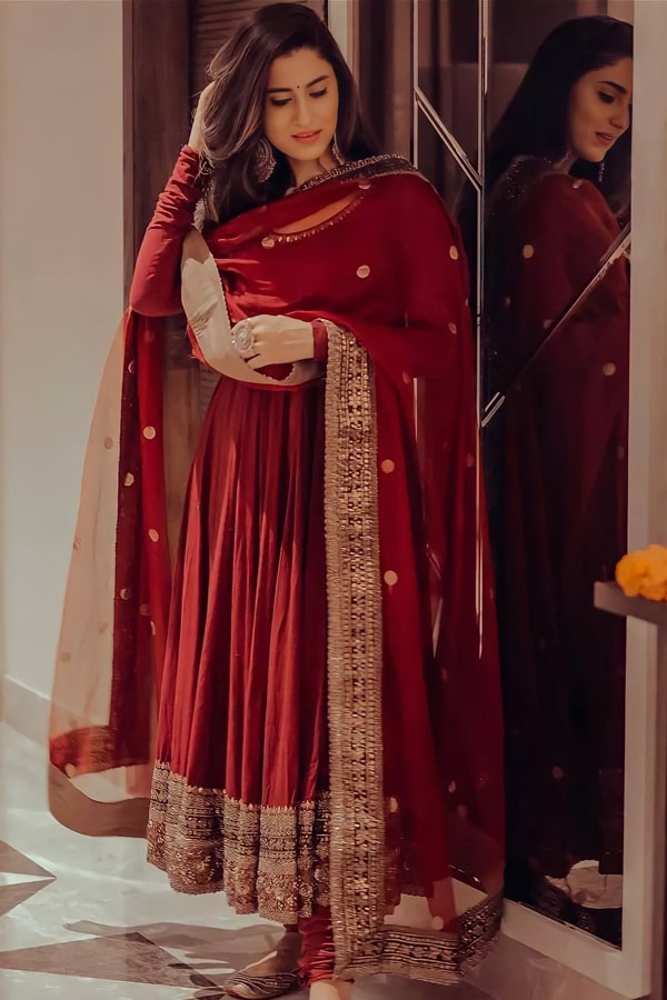 Red Gown For Karwa Chauth