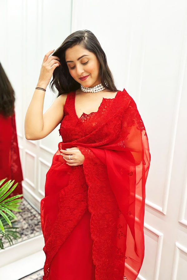 Red Saree For Karwa Chauth