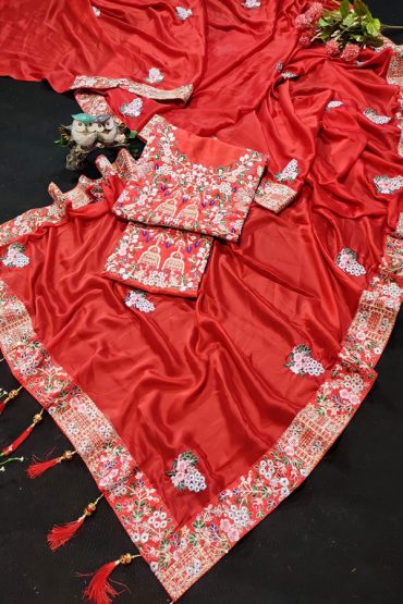 Traditional Silk Saree For Karwa Chauth