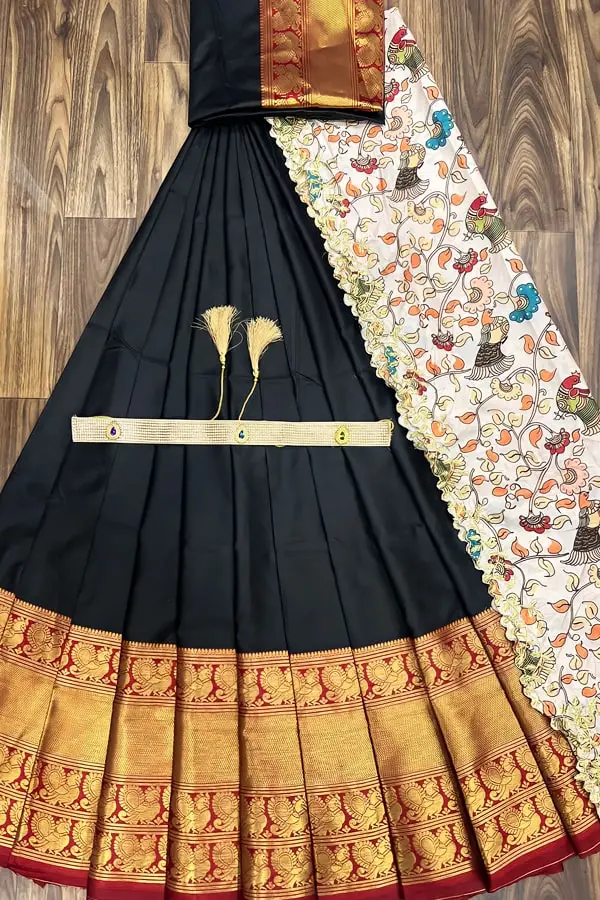 Black Trendy half saree designs for pongal 2022