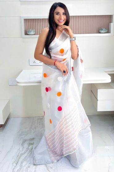 Designer Silk Polka Dot Saree Online In India