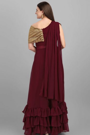 Full Ruffle Work Gown For Wedding