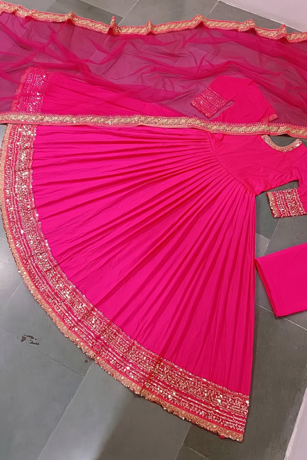 Party wear pink gown design for Diwali