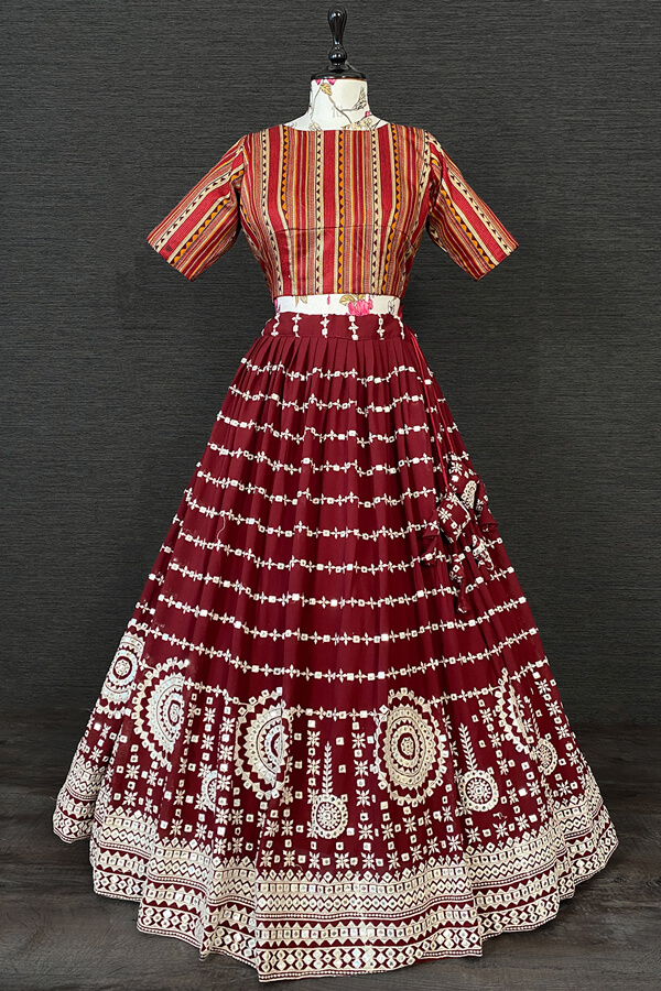 Chanderi Semi-stitched Rajasthani Bridal Lehnga