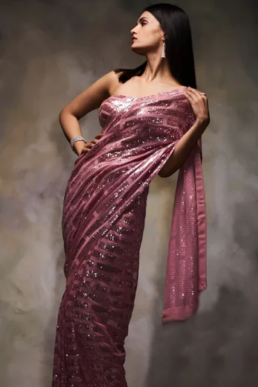 Anaya Designer Studio Fancy Sequin Saree For Girls
