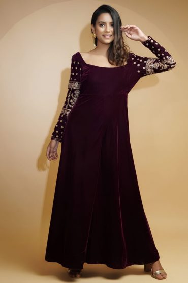 Designer Velvet Gown Dress