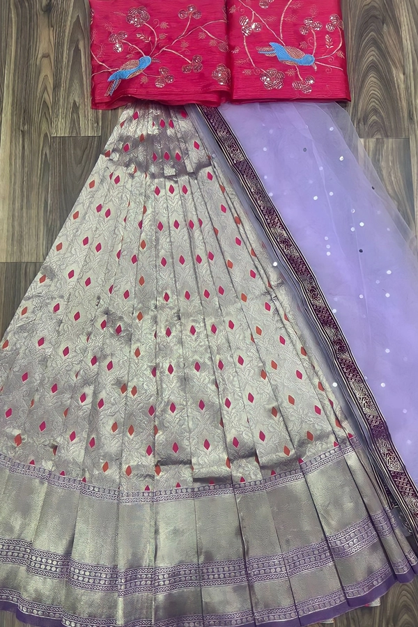 Half Saree Ceremony Of Kanjivaram Silk Fabric